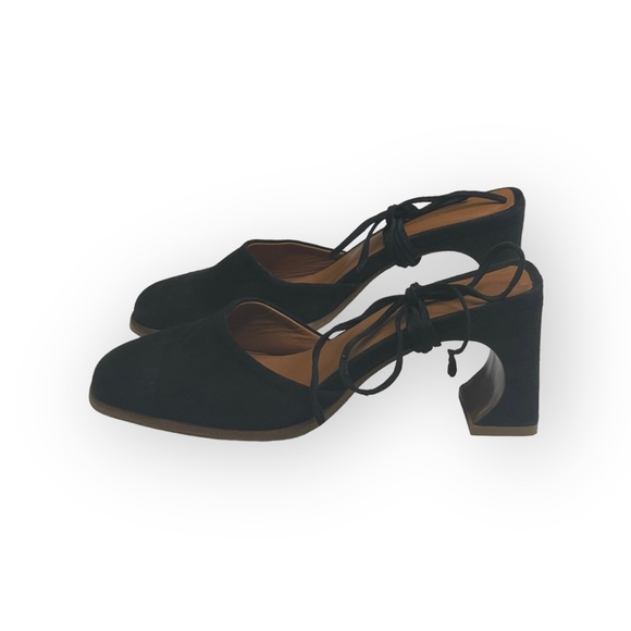 By Far 𖤐 Iris Ankle Wrap Heeled Mules Sandals 𖤐 Black Suede 𖤐 36 𖤐 Handmade - Picture 7 of 16